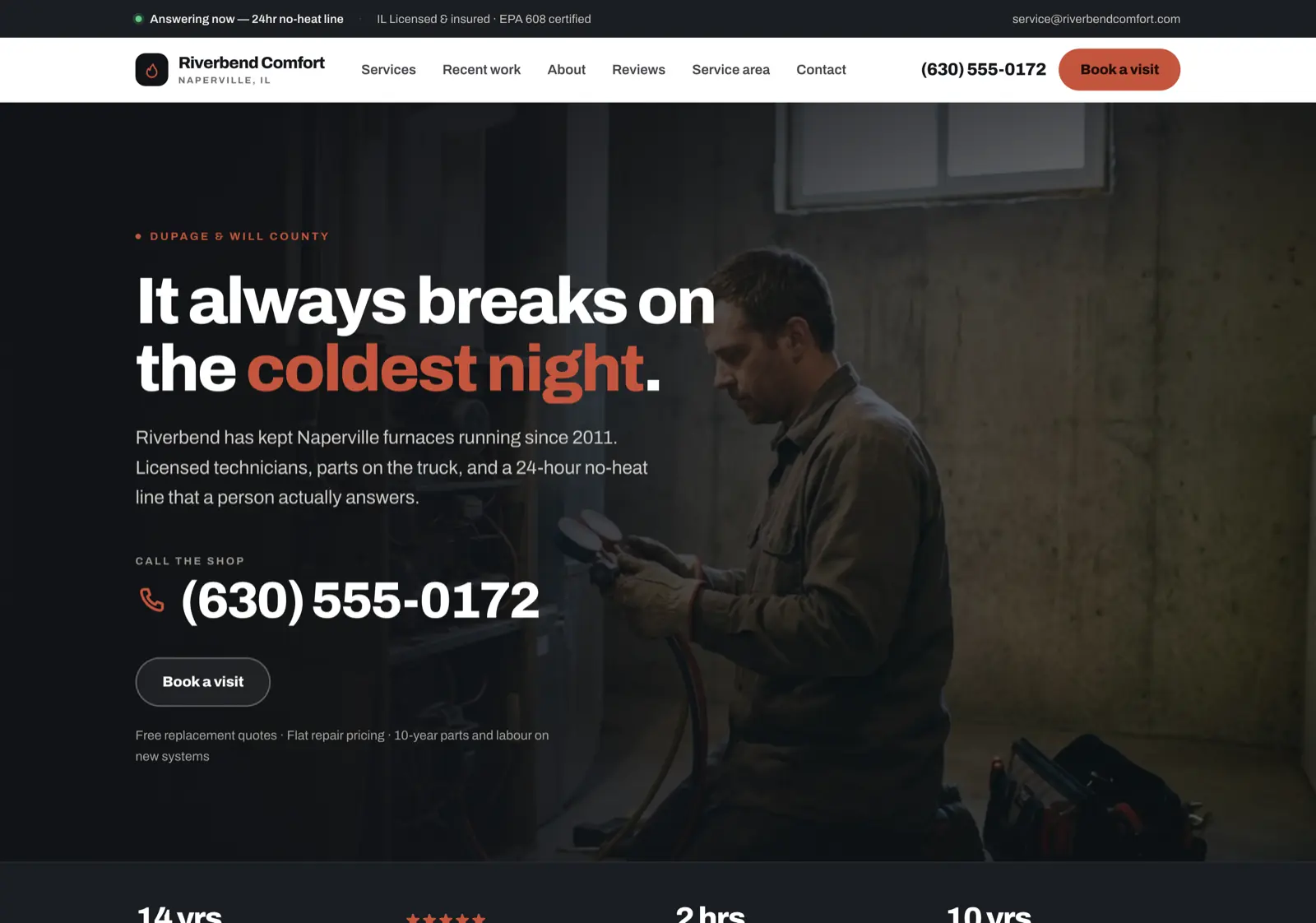 Riverbend Comfort sample site homepage